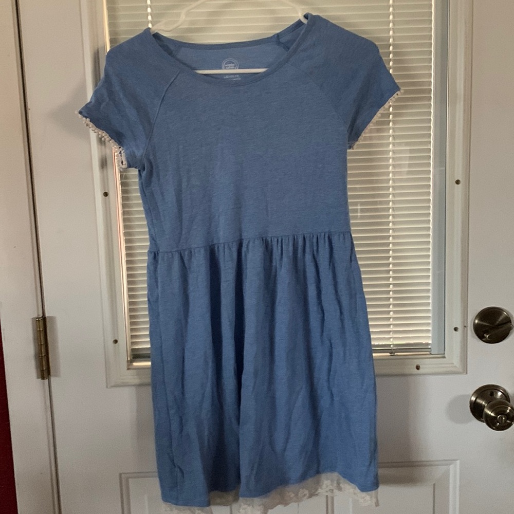 Blue dress with white lace size 10/12